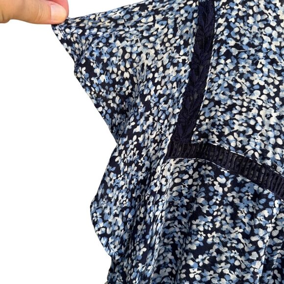 Route 66 Kmart Vintage Womens Blue Floral Flutter Sleeve Boho Shirt Blouse New X - Picture 9 of 9